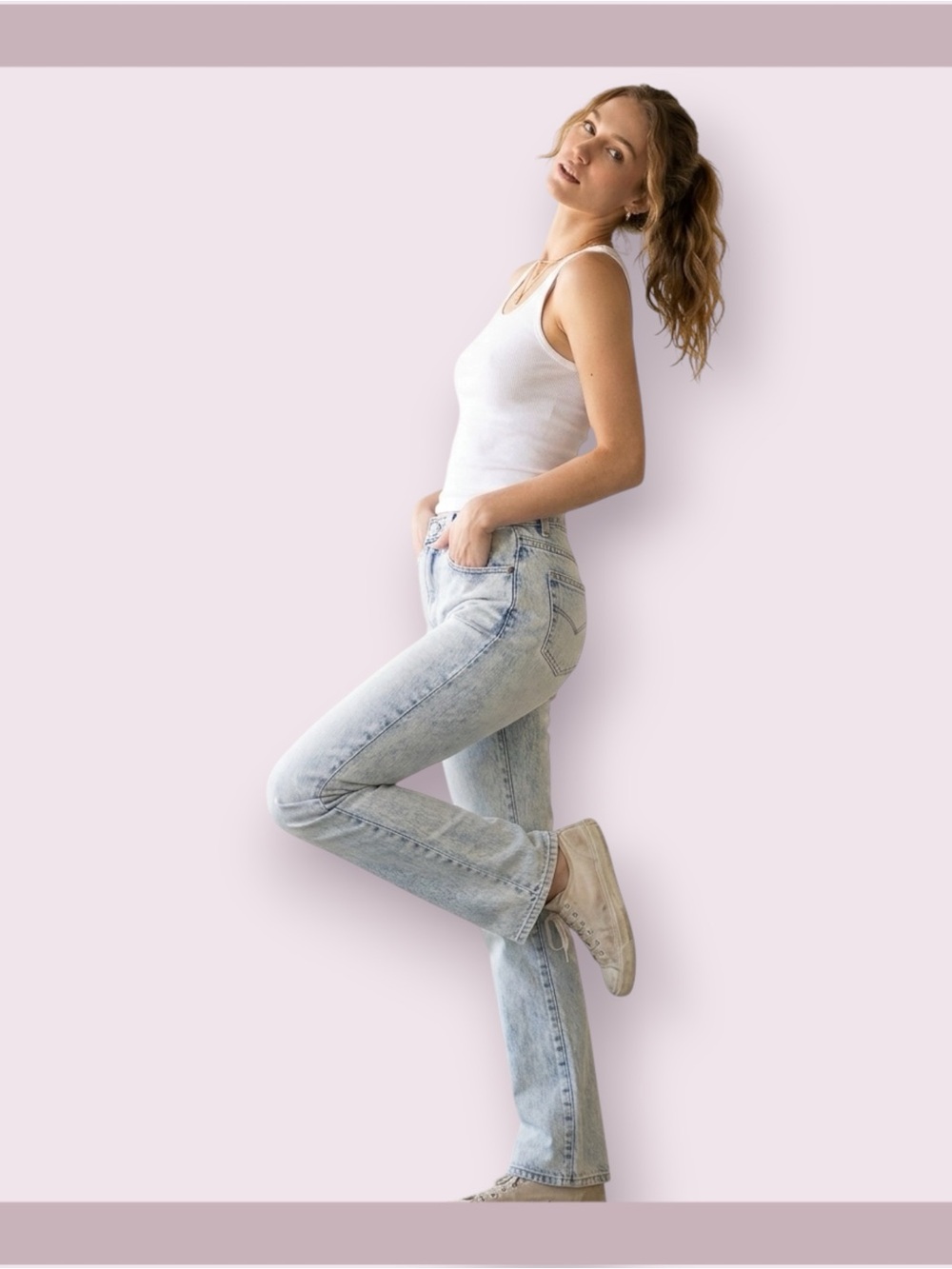 Express Bleus Vintage High Rise Lightwash Bootcut Jeans